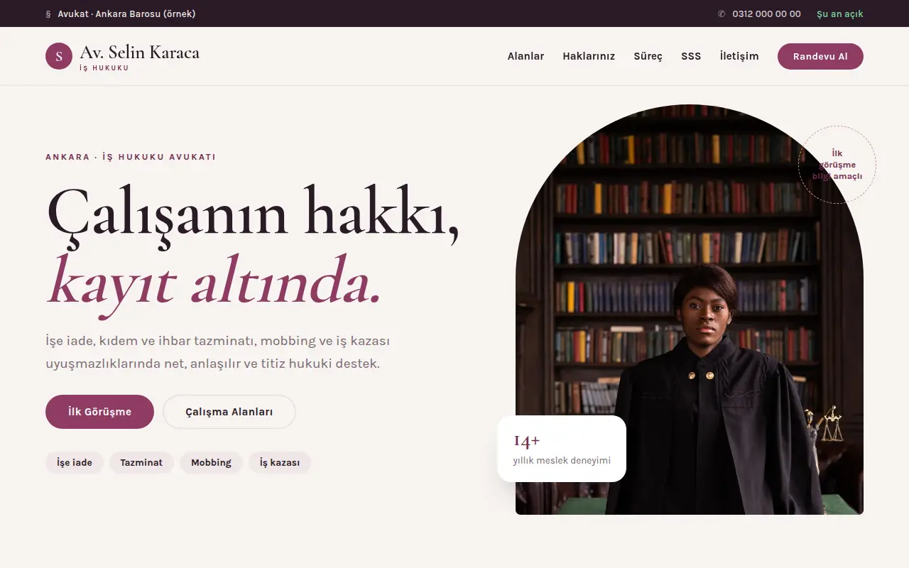 Avukat Web Sitesi — Av. Selin Karaca İş Hukuku